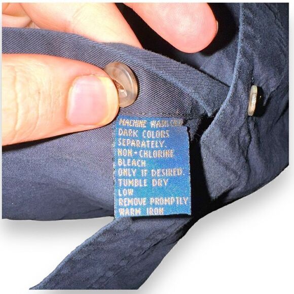 90s Chaps Ralph Lauren Crest Navy S/S Button Down Shirt M - Picture 6 of 8